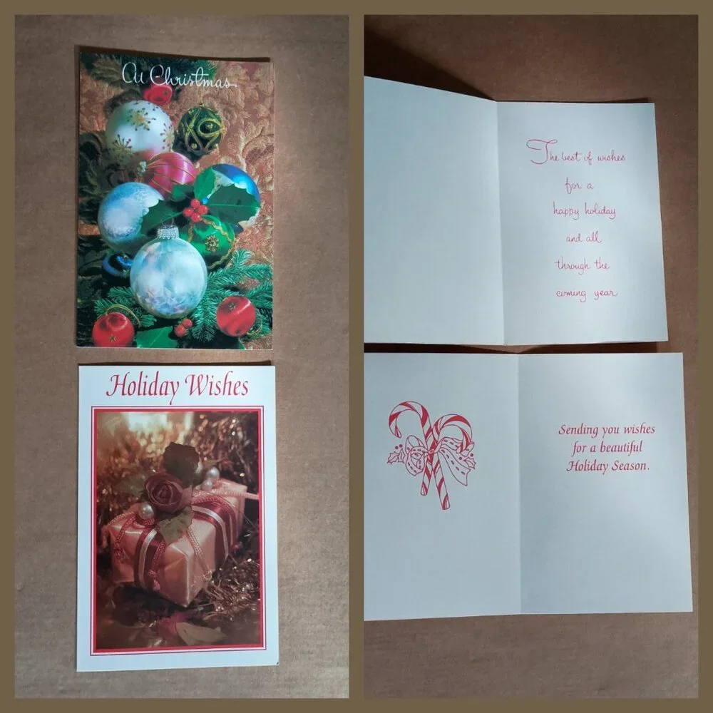 20 unused vintage Christmas holiday greeting cards with envelopes